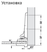 Скрытая никель петля Ci001131nik00 для дверей и фасадов толщиной от 40 мм: габариты и параметры выбора